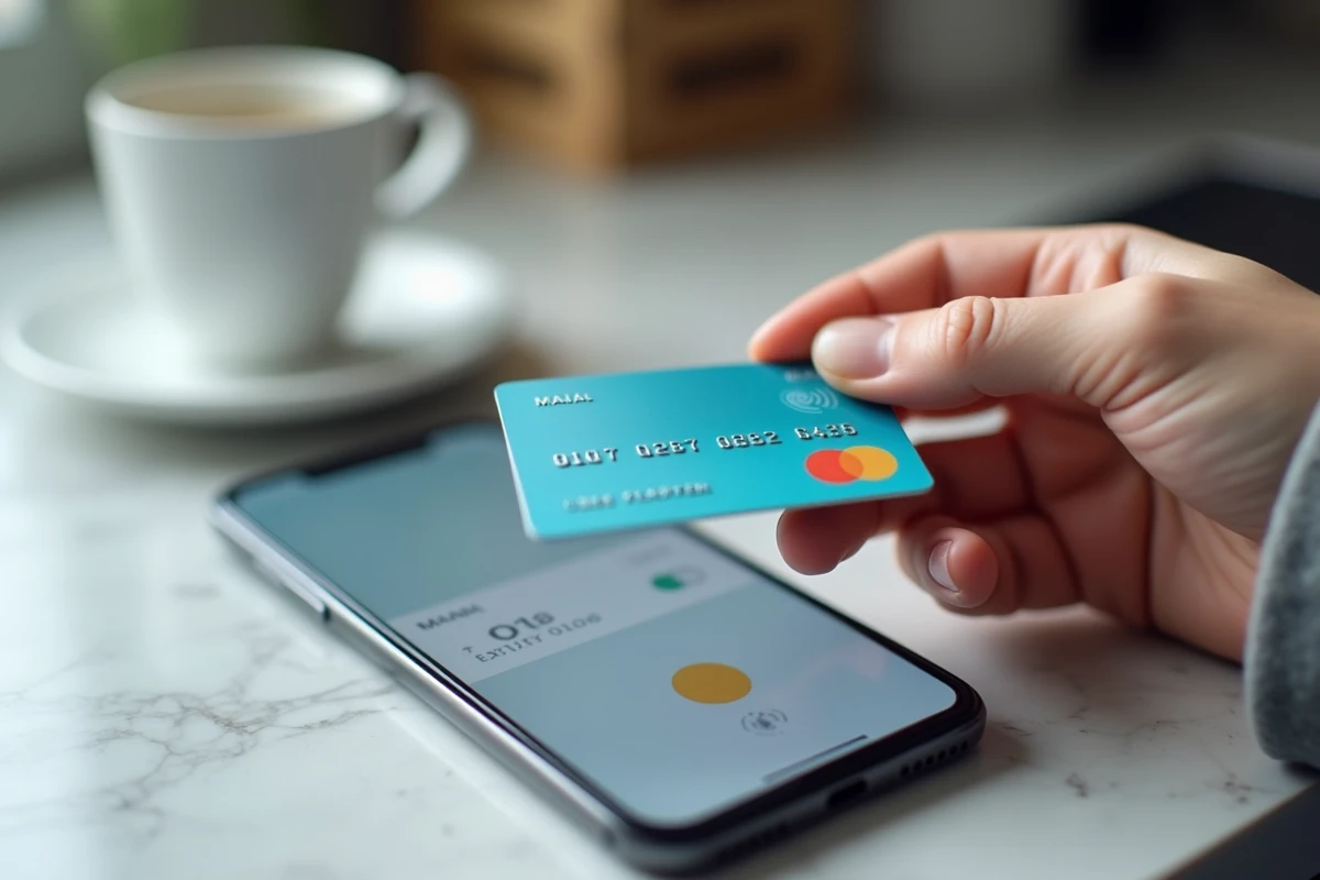 Gros plan d'une carte bancaire et d'un smartphone affichant un formulaire de paiement en ligne potentiellement non sécurisé